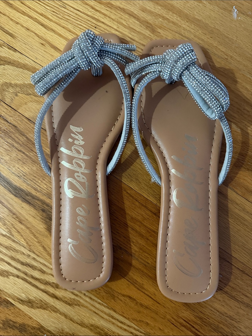 Cape Robbin Silver Knotted Bow Slide Sandals